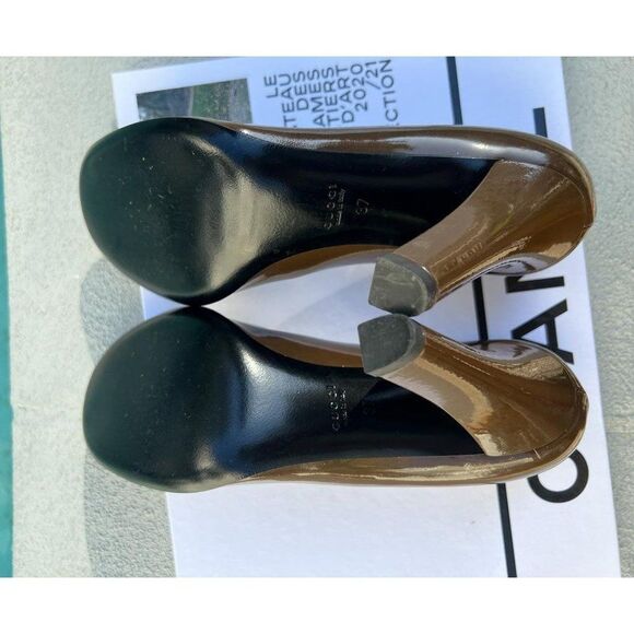 GUCCI Brown Patent Leather Round Toe Pumps Size IT37 - Picture 9 of 11